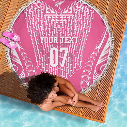 2025 Rugby Championship New Zealand Custom Beach Blanket Poutama Motifs - Pink Out - Aussie Hoodie