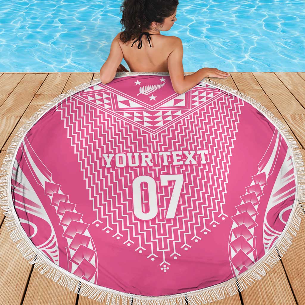 2025 Rugby Championship New Zealand Custom Beach Blanket Poutama Motifs - Pink Out - Aussie Hoodie