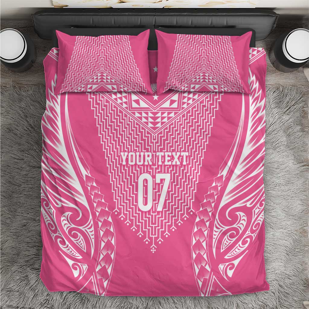 2025 Rugby Championship New Zealand Custom Bedding Set Poutama Motifs - Pink Out - Aussie Hoodie