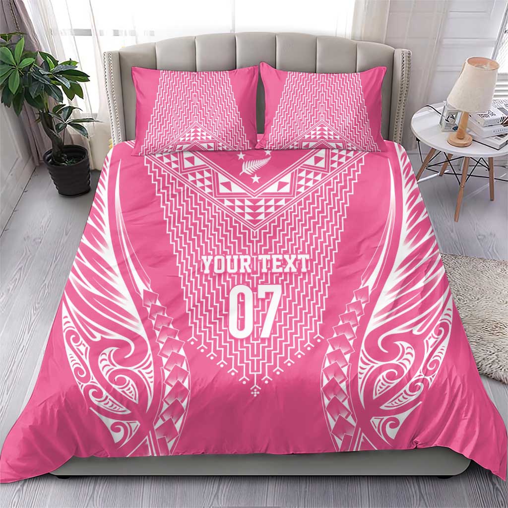 2025 Rugby Championship New Zealand Custom Bedding Set Poutama Motifs - Pink Out - Aussie Hoodie