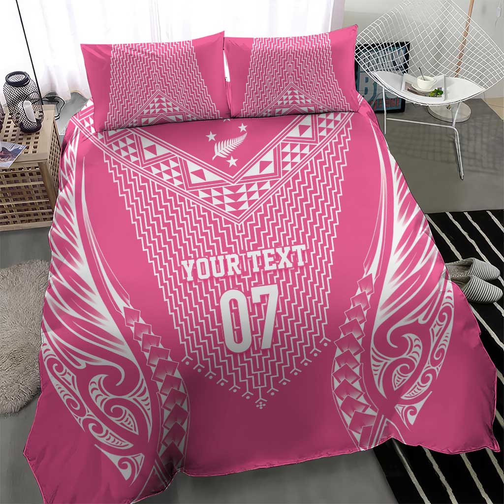 2025 Rugby Championship New Zealand Custom Bedding Set Poutama Motifs - Pink Out - Aussie Hoodie