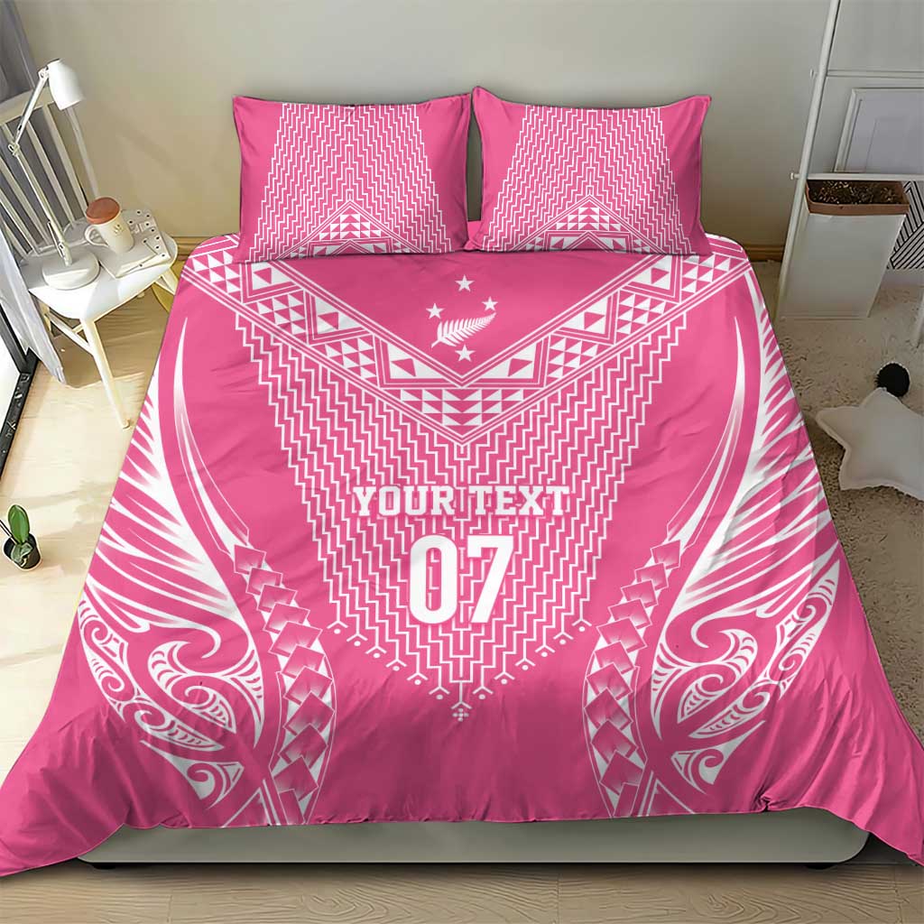 2025 Rugby Championship New Zealand Custom Bedding Set Poutama Motifs - Pink Out - Aussie Hoodie