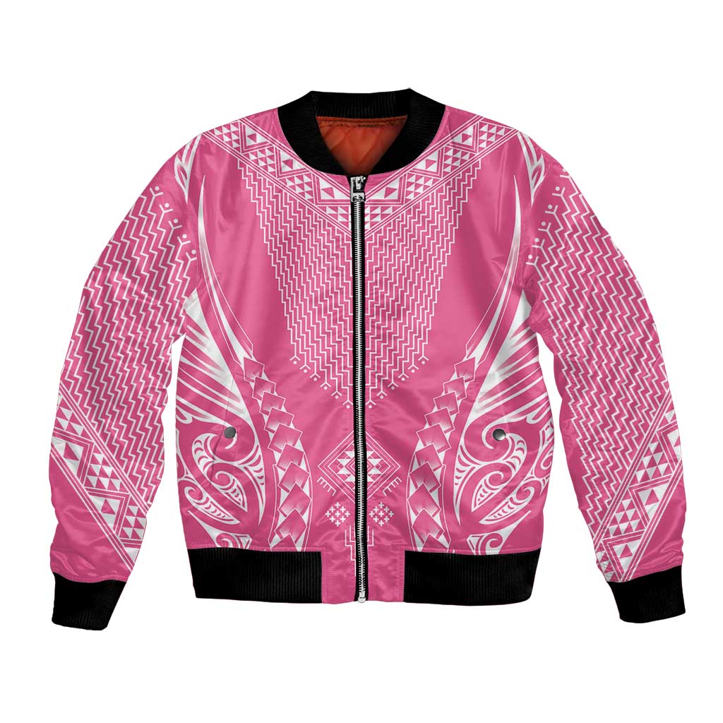 2025 Rugby Championship New Zealand Custom Bomber Jacket Poutama Motifs - Pink Out - Aussie Hoodie