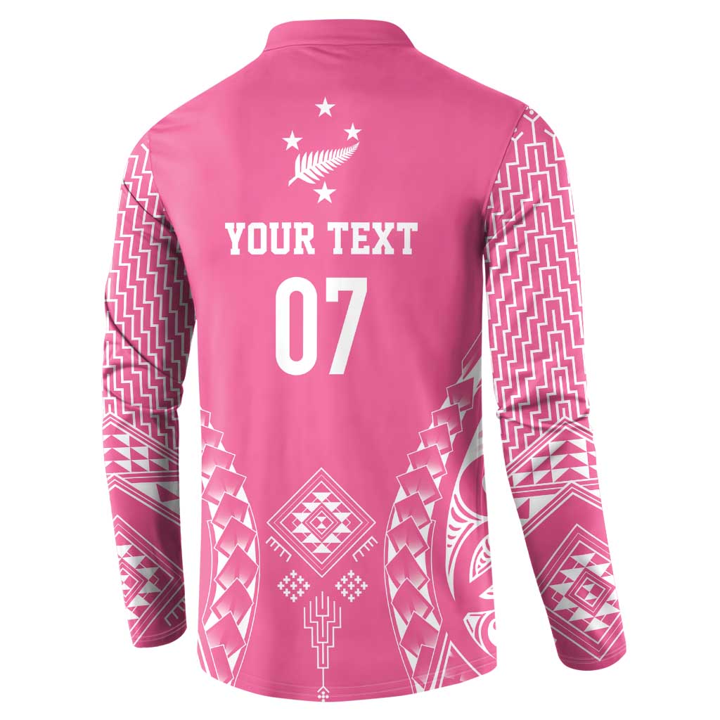2025 Rugby Championship New Zealand Custom Button Sweatshirt Poutama Motifs - Pink Out - Aussie Hoodie