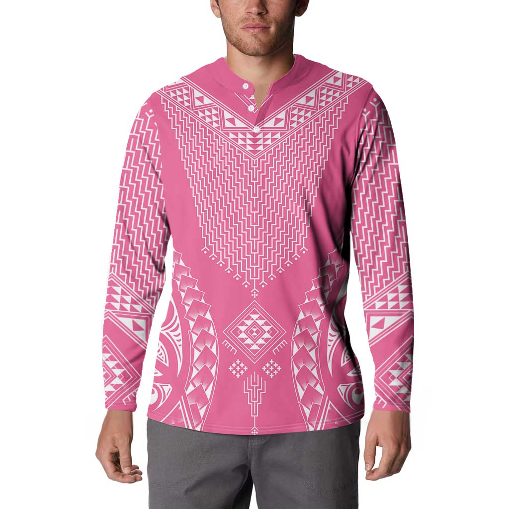 2025 Rugby Championship New Zealand Custom Button Sweatshirt Poutama Motifs - Pink Out - Aussie Hoodie