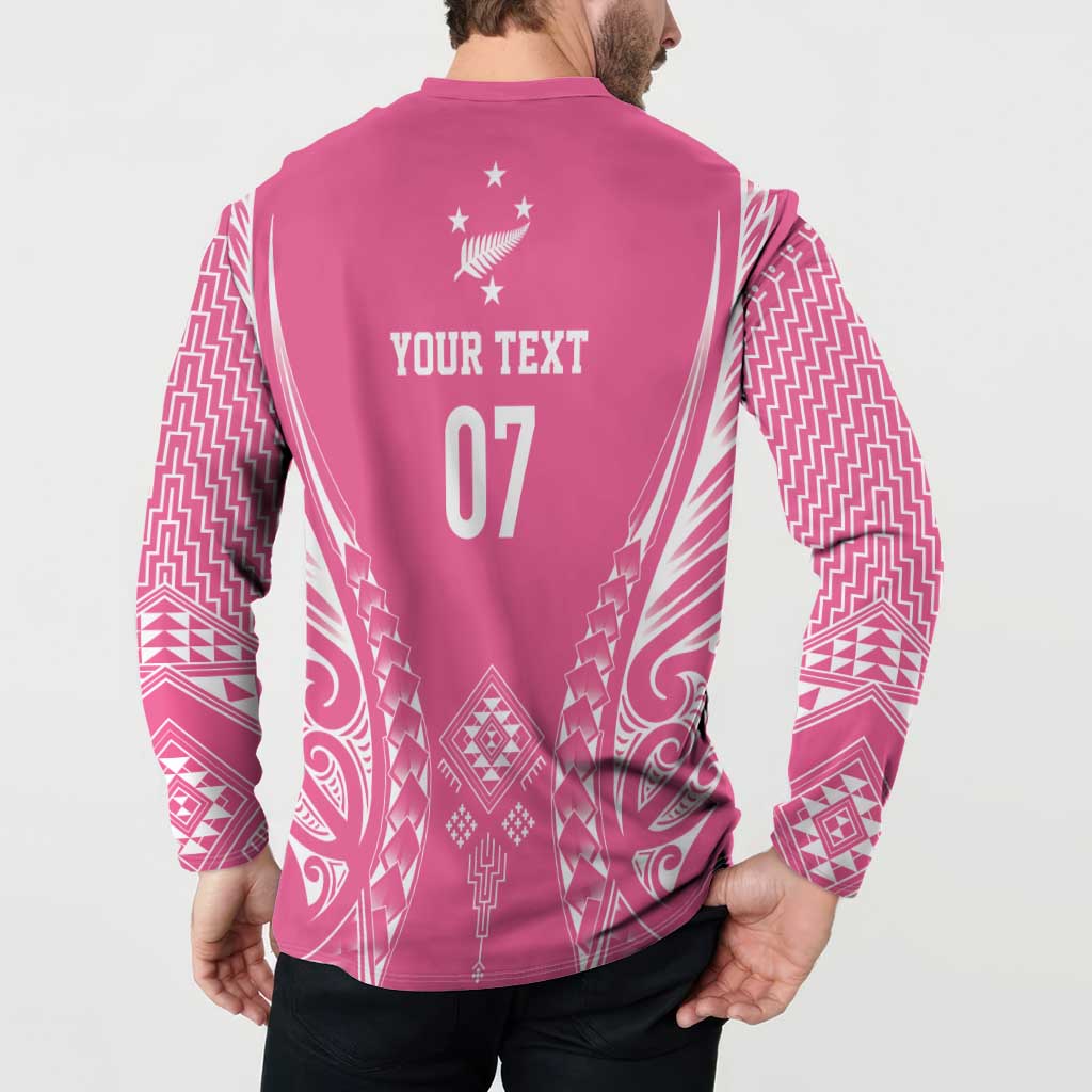 2025 Rugby Championship New Zealand Custom Button Sweatshirt Poutama Motifs - Pink Out - Aussie Hoodie