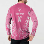 2025 Rugby Championship New Zealand Custom Button Sweatshirt Poutama Motifs - Pink Out - Aussie Hoodie