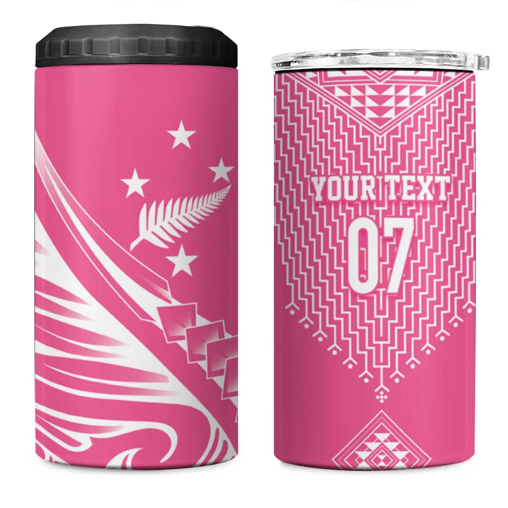 2025 Rugby Championship New Zealand Custom 4 in 1 Can Cooler Tumbler Poutama Motifs - Pink Out - Aussie Hoodie