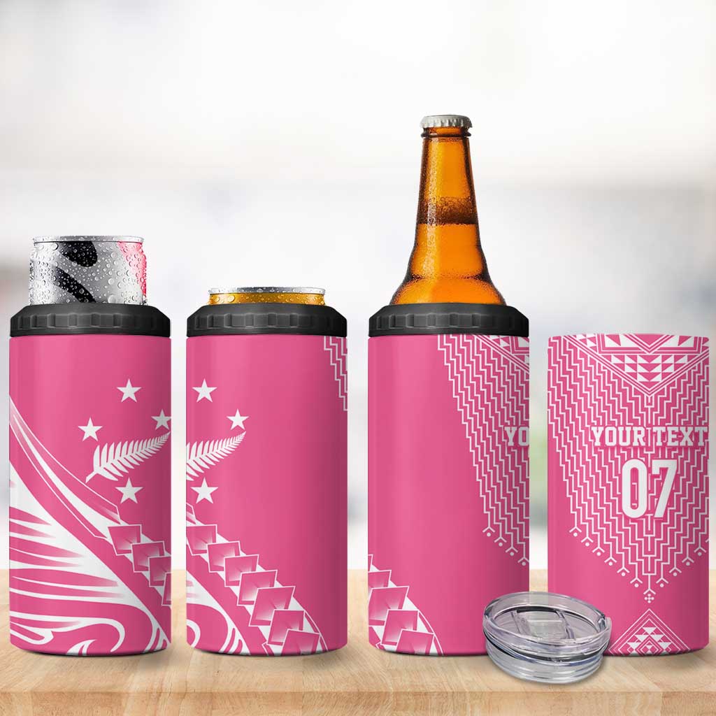 2025 Rugby Championship New Zealand Custom 4 in 1 Can Cooler Tumbler Poutama Motifs - Pink Out - Aussie Hoodie