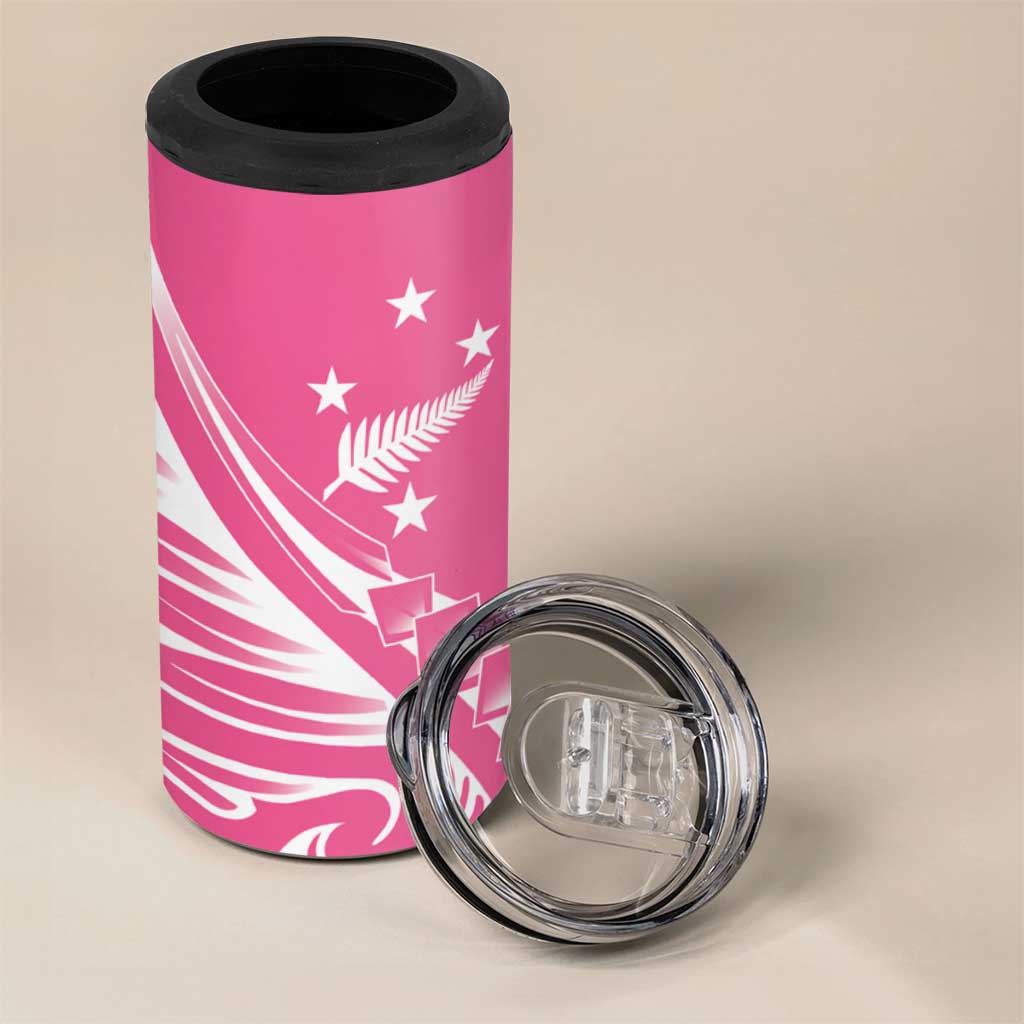 2025 Rugby Championship New Zealand Custom 4 in 1 Can Cooler Tumbler Poutama Motifs - Pink Out - Aussie Hoodie