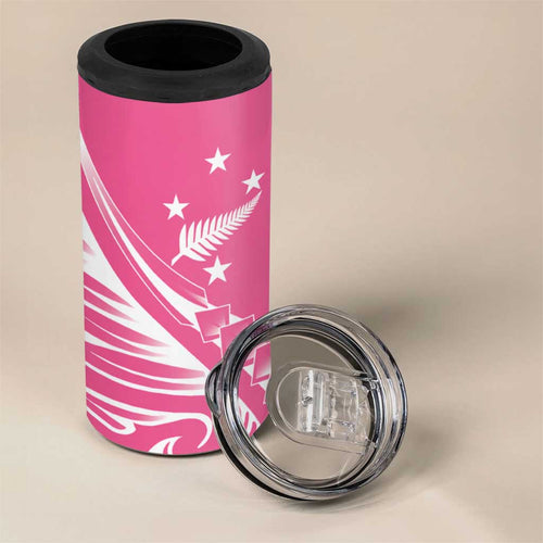 2025 Rugby Championship New Zealand Custom 4 in 1 Can Cooler Tumbler Poutama Motifs - Pink Out - Aussie Hoodie