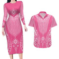 2025 Rugby Championship New Zealand Custom Couples Matching Long Sleeve Bodycon Dress and Hawaiian Shirt Poutama Motifs - Pink Out - Aussie Hoodie