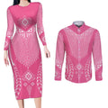 2025 Rugby Championship New Zealand Custom Couples Matching Long Sleeve Bodycon Dress and Long Sleeve Button Shirt Poutama Motifs - Pink Out - Aussie Hoodie