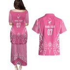 2025 Rugby Championship New Zealand Custom Couples Matching Puletasi and Hawaiian Shirt Poutama Motifs - Pink Out - Aussie Hoodie