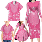 2025 Rugby Championship New Zealand Custom Family Matching Long Sleeve Bodycon Dress and Hawaiian Shirt Poutama Motifs - Pink Out - Aussie Hoodie