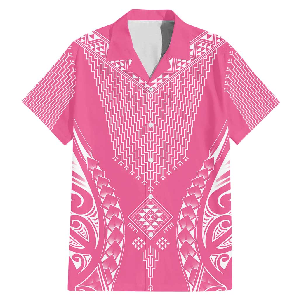 2025 Rugby Championship New Zealand Custom Family Matching Mermaid Dress and Hawaiian Shirt Poutama Motifs - Pink Out - Aussie Hoodie