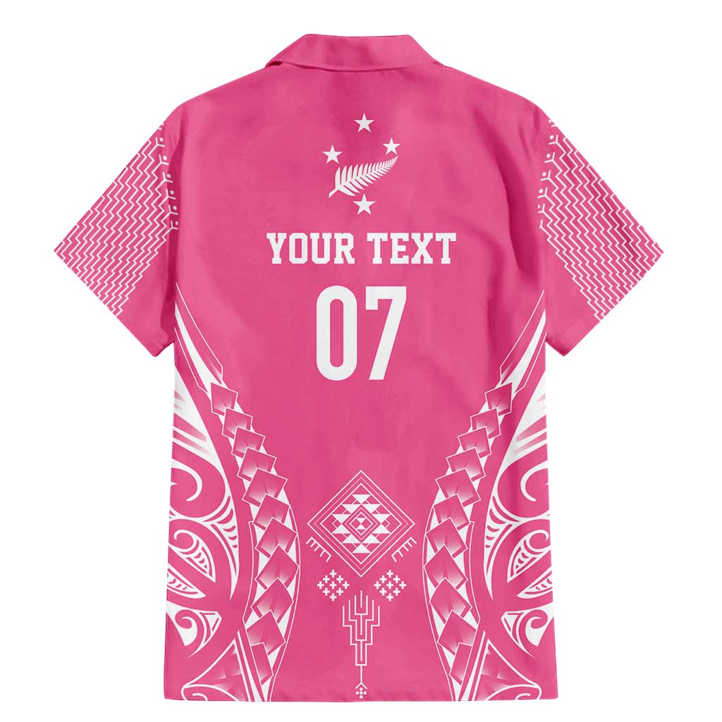 2025 Rugby Championship New Zealand Custom Family Matching Mermaid Dress and Hawaiian Shirt Poutama Motifs - Pink Out - Aussie Hoodie