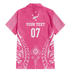2025 Rugby Championship New Zealand Custom Family Matching Mermaid Dress and Hawaiian Shirt Poutama Motifs - Pink Out - Aussie Hoodie