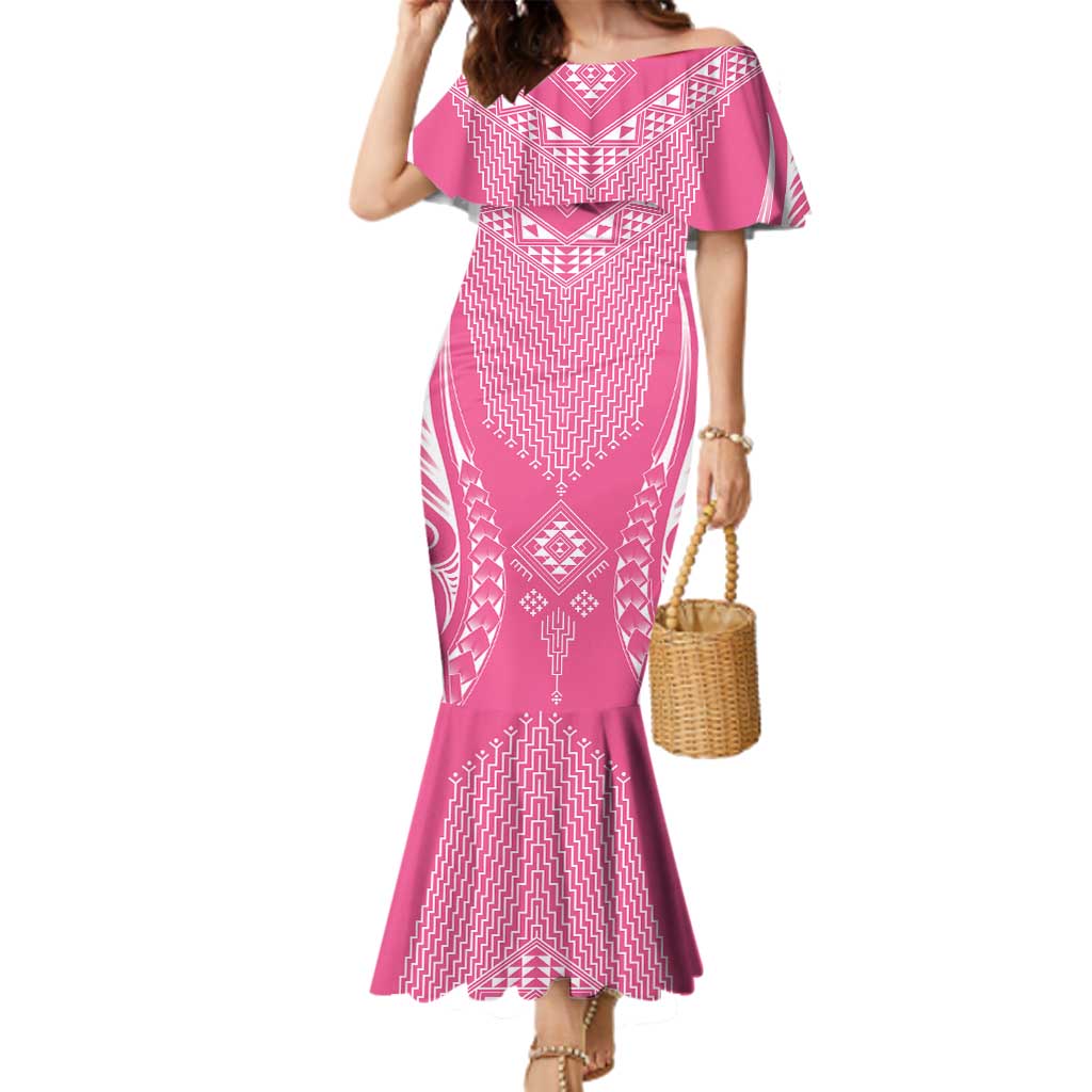 2025 Rugby Championship New Zealand Custom Family Matching Mermaid Dress and Hawaiian Shirt Poutama Motifs - Pink Out - Aussie Hoodie