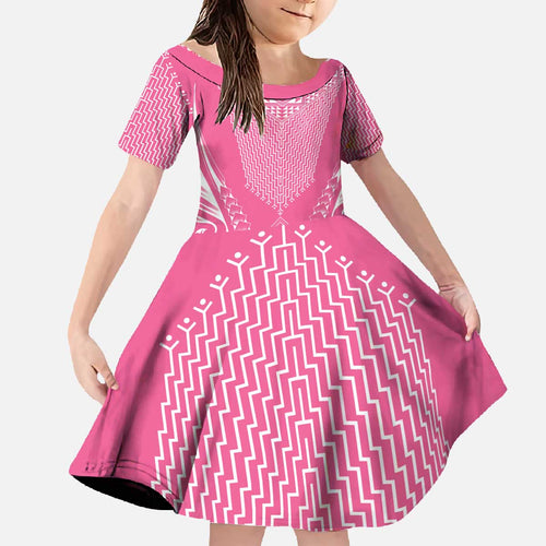 2025 Rugby Championship New Zealand Custom Family Matching Off The Shoulder Long Sleeve Dress and Hawaiian Shirt Poutama Motifs - Pink Out - Aussie Hoodie
