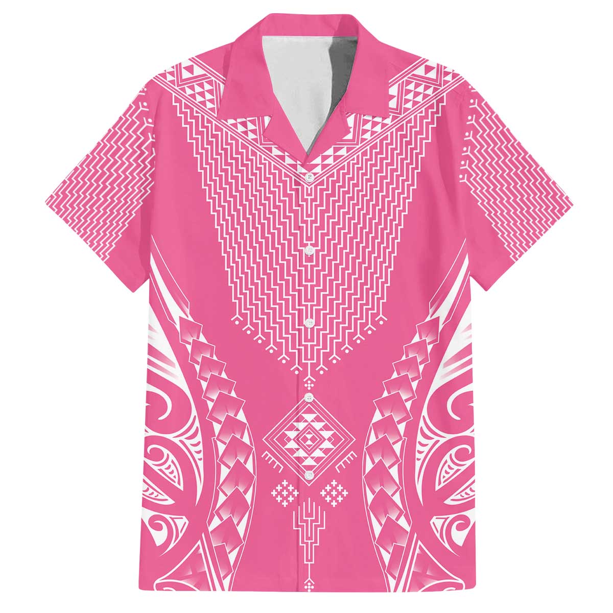 2025 Rugby Championship New Zealand Custom Family Matching Off The Shoulder Long Sleeve Dress and Hawaiian Shirt Poutama Motifs - Pink Out - Aussie Hoodie
