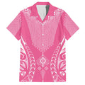2025 Rugby Championship New Zealand Custom Family Matching Off The Shoulder Long Sleeve Dress and Hawaiian Shirt Poutama Motifs - Pink Out - Aussie Hoodie