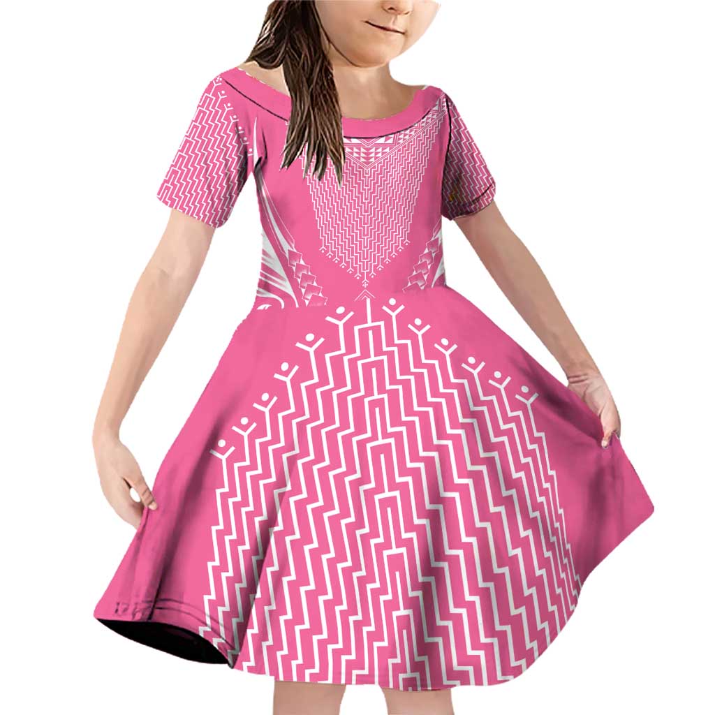 2025 Rugby Championship New Zealand Custom Family Matching Off Shoulder Short Dress and Hawaiian Shirt Poutama Motifs - Pink Out - Aussie Hoodie