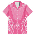 2025 Rugby Championship New Zealand Custom Family Matching Off Shoulder Short Dress and Hawaiian Shirt Poutama Motifs - Pink Out - Aussie Hoodie