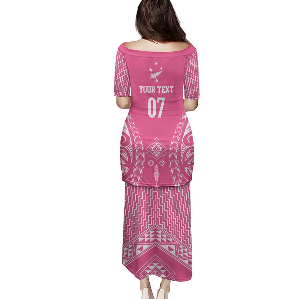 2025 Rugby Championship New Zealand Custom Family Matching Puletasi and Hawaiian Shirt Poutama Motifs - Pink Out - Aussie Hoodie