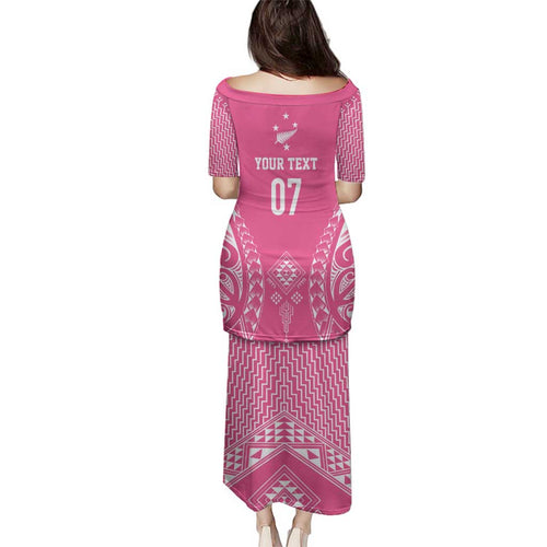 2025 Rugby Championship New Zealand Custom Family Matching Puletasi and Hawaiian Shirt Poutama Motifs - Pink Out - Aussie Hoodie