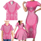 2025 Rugby Championship New Zealand Custom Family Matching Short Sleeve Bodycon Dress and Hawaiian Shirt Poutama Motifs - Pink Out - Aussie Hoodie