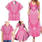2025 Rugby Championship New Zealand Custom Family Matching Summer Maxi Dress and Hawaiian Shirt Poutama Motifs - Pink Out - Aussie Hoodie