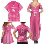 2025 Rugby Championship New Zealand Custom Family Matching Summer Maxi Dress and Hawaiian Shirt Poutama Motifs - Pink Out - Aussie Hoodie