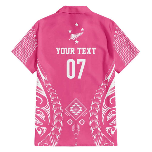2025 Rugby Championship New Zealand Custom Family Matching Summer Maxi Dress and Hawaiian Shirt Poutama Motifs - Pink Out - Aussie Hoodie