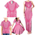 2025 Rugby Championship New Zealand Custom Family Matching Tank Maxi Dress and Hawaiian Shirt Poutama Motifs - Pink Out - Aussie Hoodie