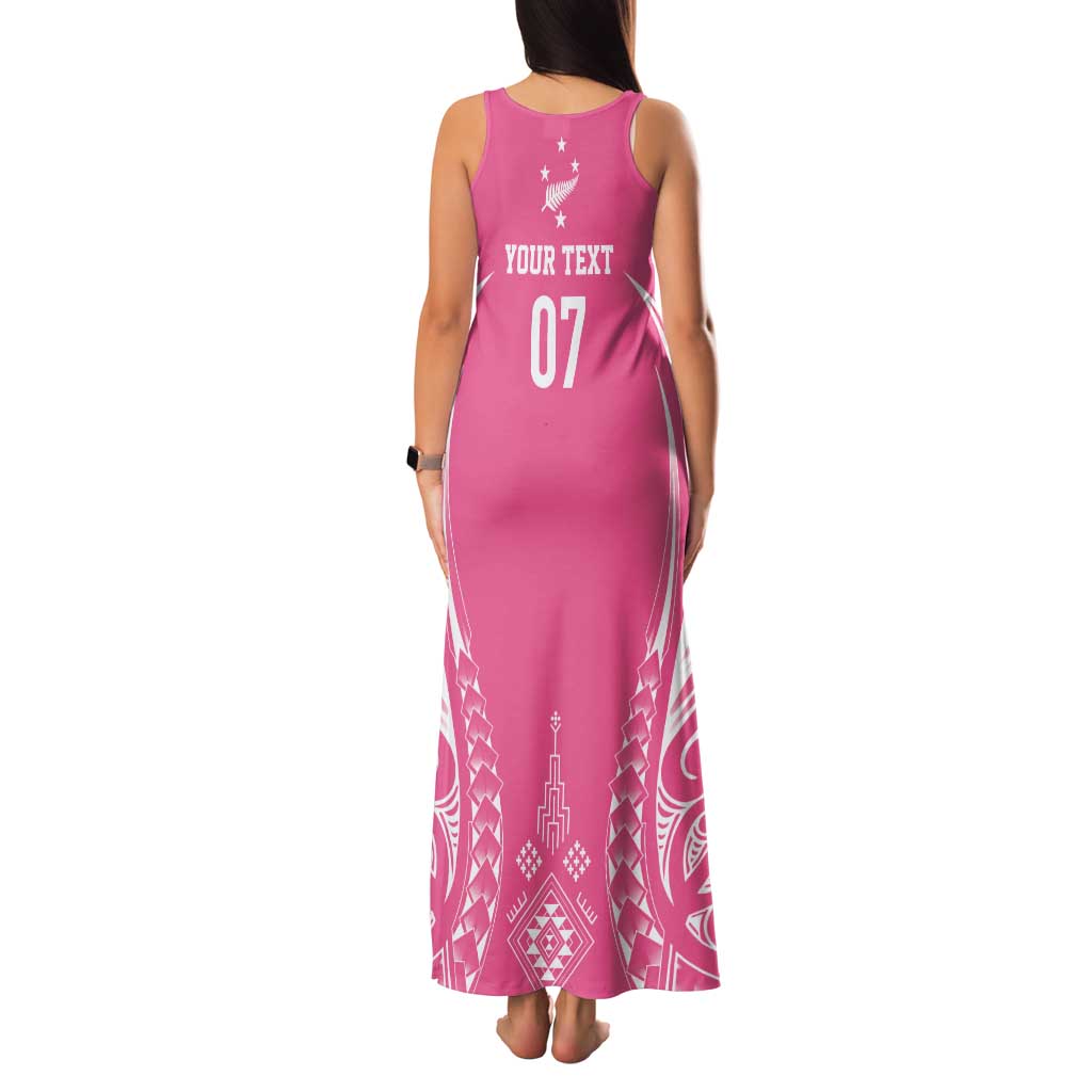 2025 Rugby Championship New Zealand Custom Family Matching Tank Maxi Dress and Hawaiian Shirt Poutama Motifs - Pink Out - Aussie Hoodie