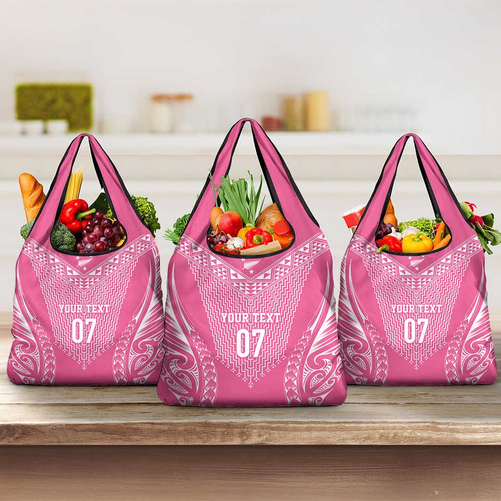 2025 Rugby Championship New Zealand Custom Grocery Bag Poutama Motifs - Pink Out - Aussie Hoodie