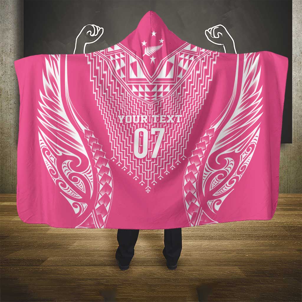 2025 Rugby Championship New Zealand Custom Hooded Blanket Poutama Motifs - Pink Out - Aussie Hoodie