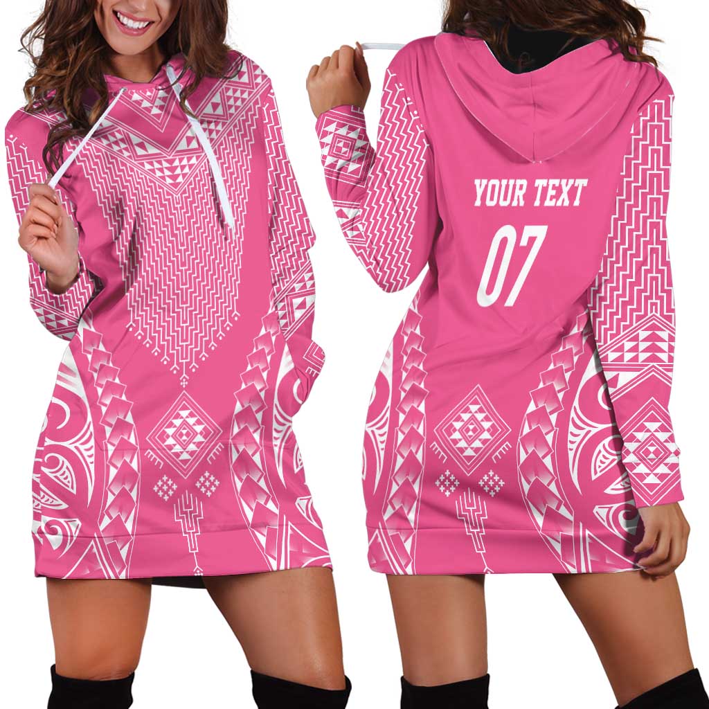 2025 Rugby Championship New Zealand Custom Hoodie Dress Poutama Motifs - Pink Out - Aussie Hoodie
