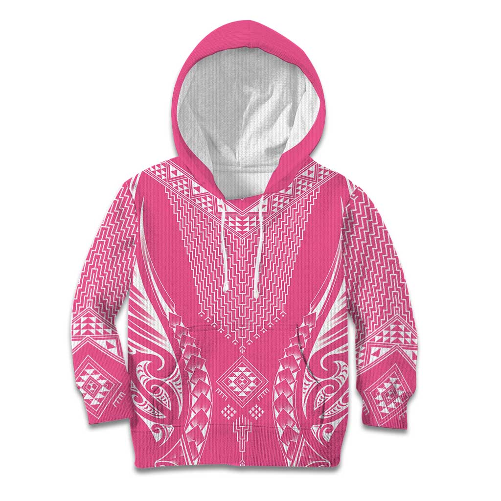 2025 Rugby Championship New Zealand Custom Kid Hoodie Poutama Motifs - Pink Out - Aussie Hoodie