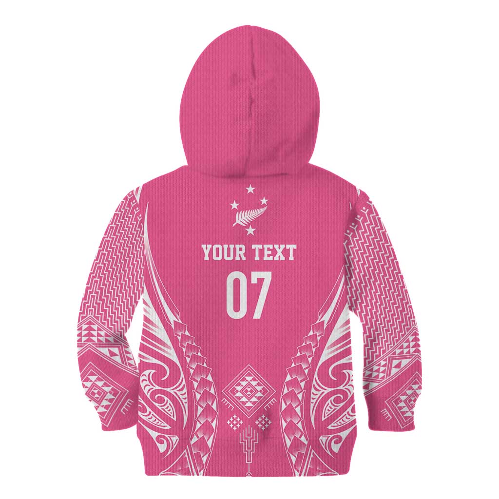 2025 Rugby Championship New Zealand Custom Kid Hoodie Poutama Motifs - Pink Out - Aussie Hoodie