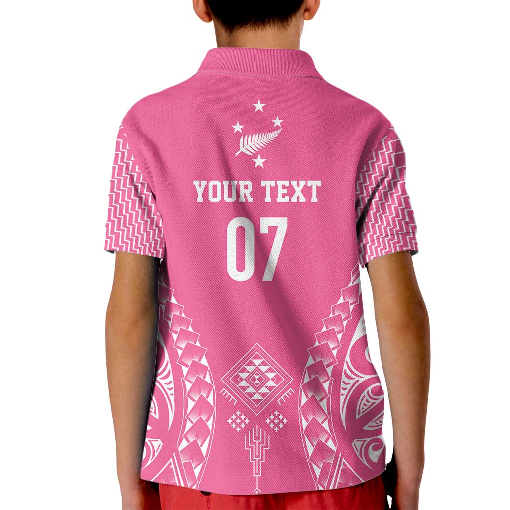 2025 Rugby Championship New Zealand Custom Kid Polo Shirt Poutama Motifs - Pink Out - Aussie Hoodie