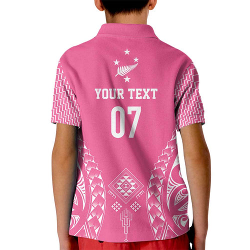 2025 Rugby Championship New Zealand Custom Kid Polo Shirt Poutama Motifs - Pink Out - Aussie Hoodie