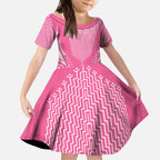2025 Rugby Championship New Zealand Custom Kid Short Sleeve Dress Poutama Motifs - Pink Out - Aussie Hoodie