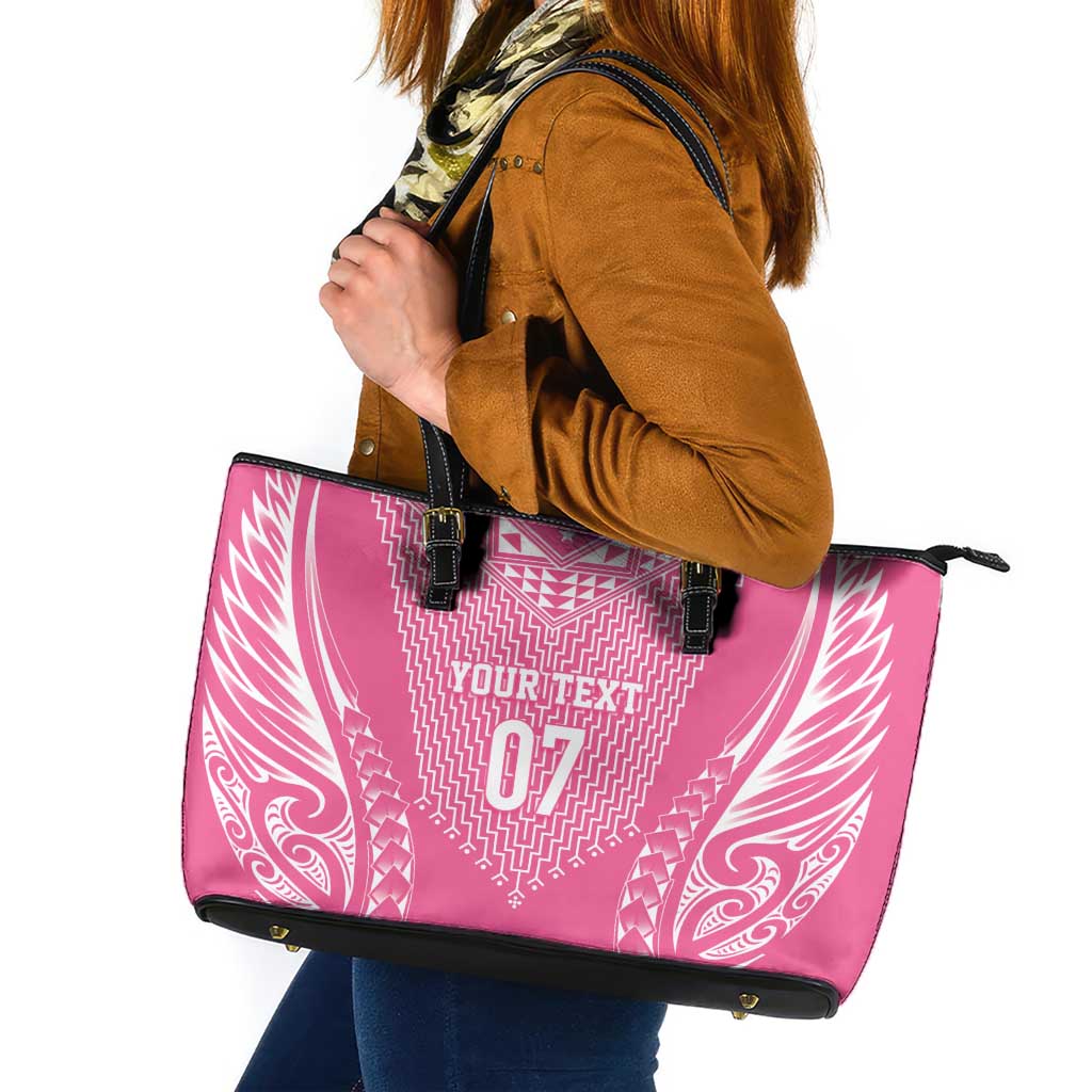 2025 Rugby Championship New Zealand Custom Leather Tote Bag Poutama Motifs - Pink Out - Aussie Hoodie