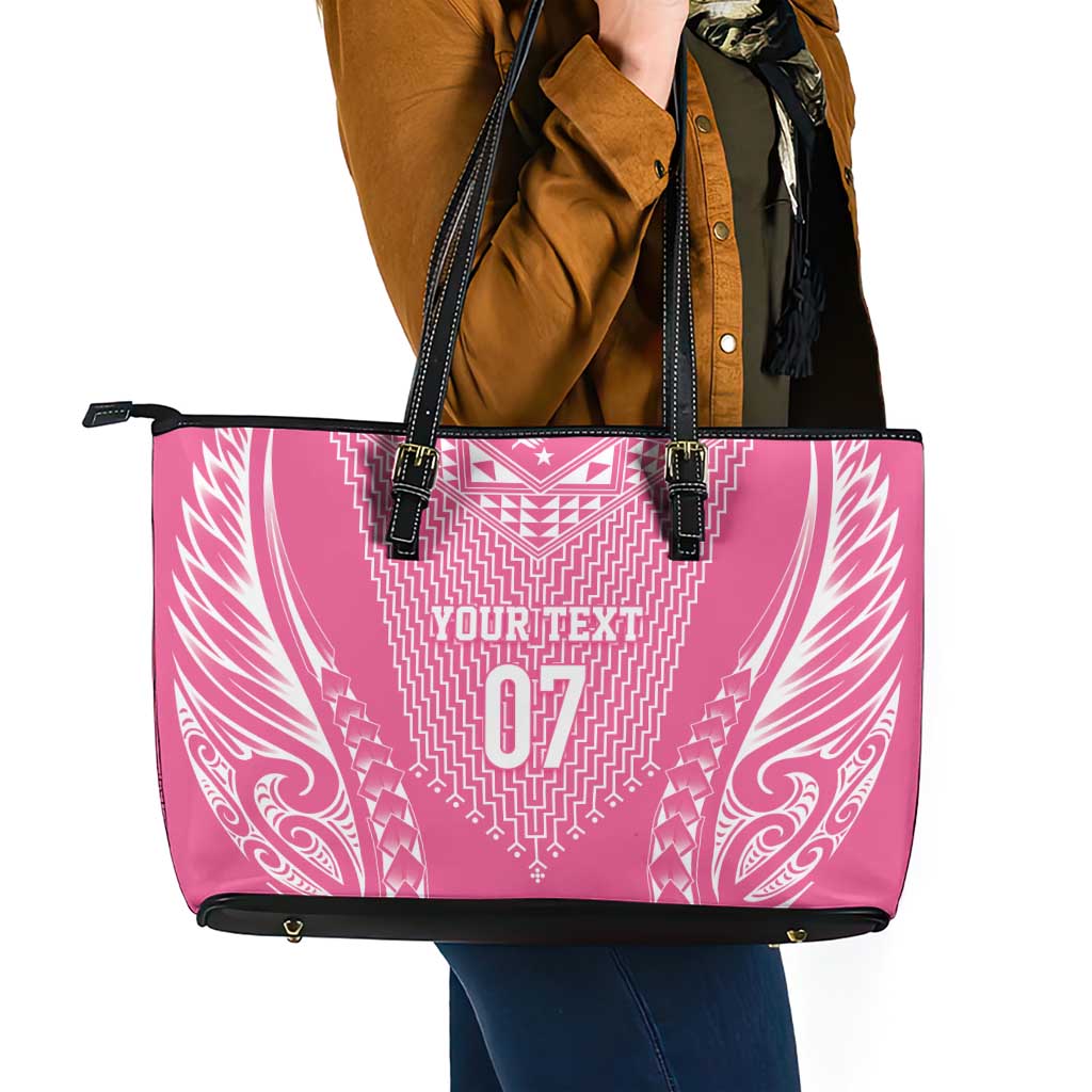 2025 Rugby Championship New Zealand Custom Leather Tote Bag Poutama Motifs - Pink Out - Aussie Hoodie