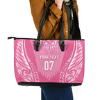 2025 Rugby Championship New Zealand Custom Leather Tote Bag Poutama Motifs - Pink Out - Aussie Hoodie