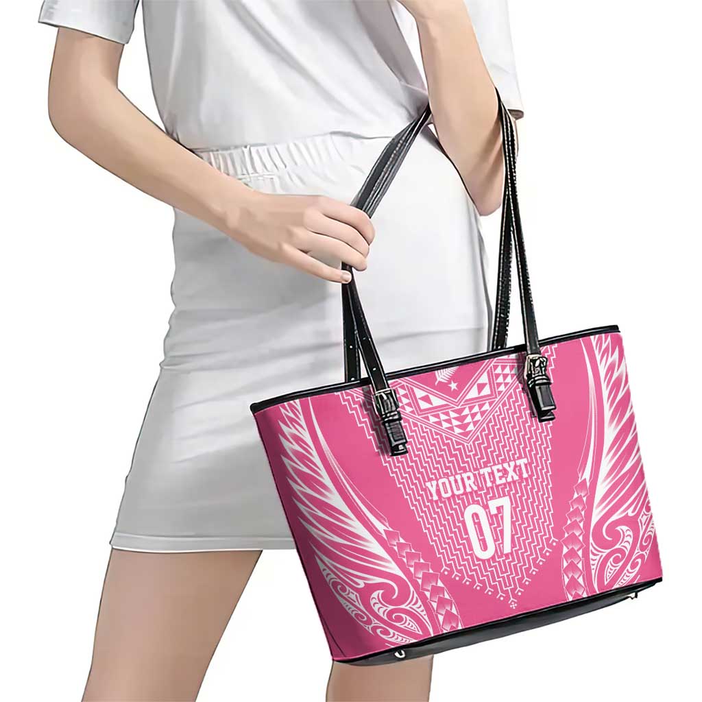 2025 Rugby Championship New Zealand Custom Leather Tote Bag Poutama Motifs - Pink Out - Aussie Hoodie