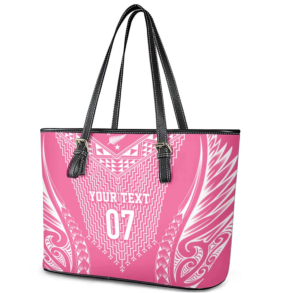 2025 Rugby Championship New Zealand Custom Leather Tote Bag Poutama Motifs - Pink Out - Aussie Hoodie