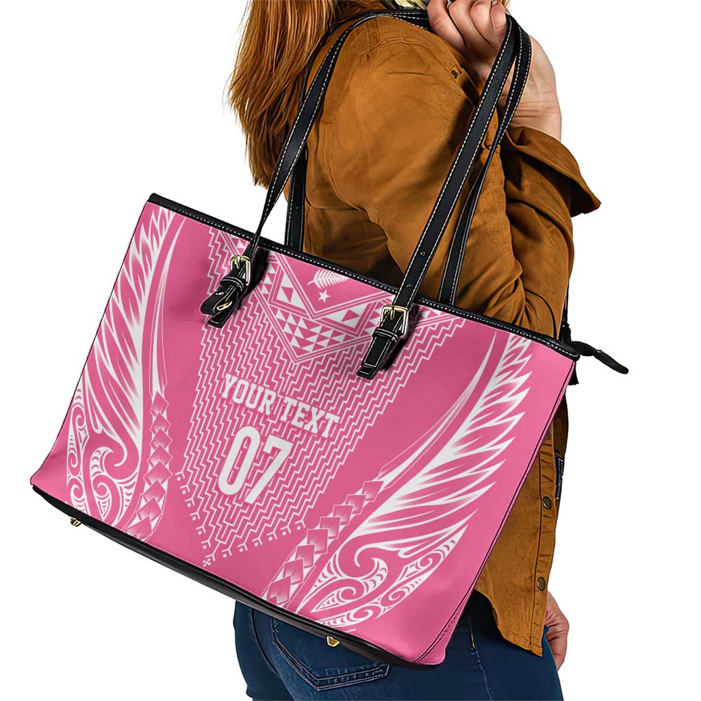 2025 Rugby Championship New Zealand Custom Leather Tote Bag Poutama Motifs - Pink Out - Aussie Hoodie